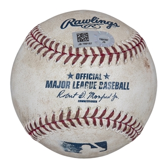 2017 Anthony Rizzo Game Used OML Manfred Baseball Used on 4/22/17 For A Double (MLB Authenticated)